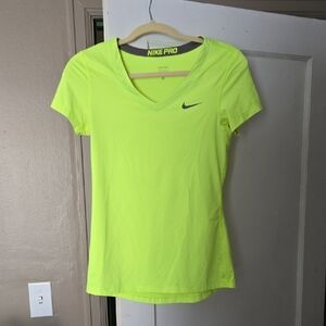 Nike Pro Women's Neon Yellow Short Sleeve Tee